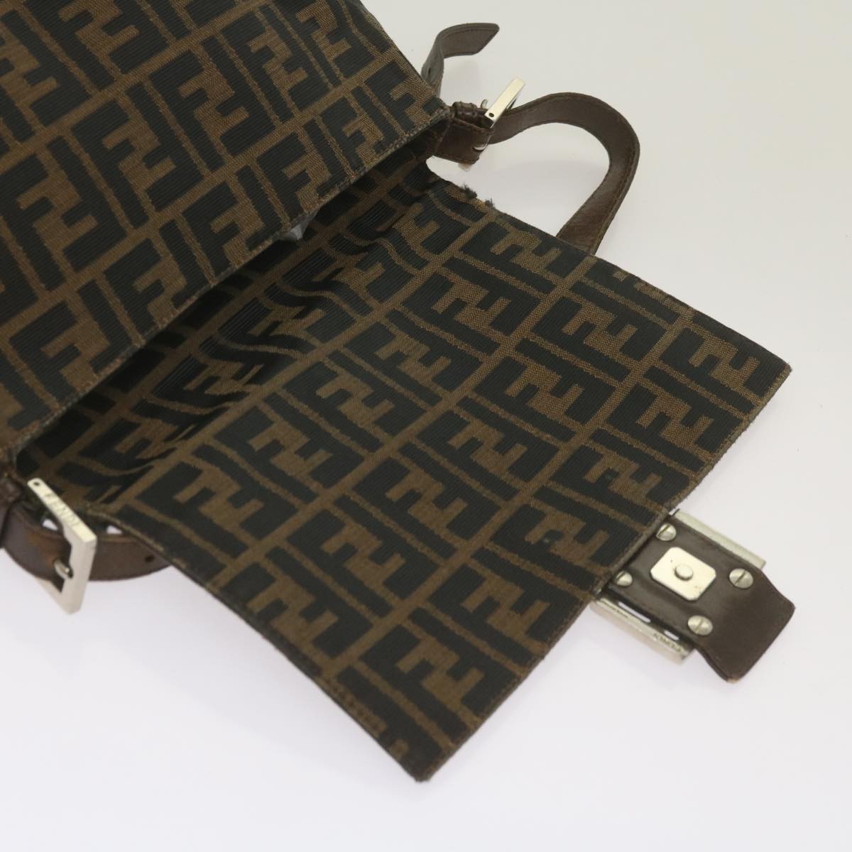 FENDI Zucca Canvas Mamma Baguette Shoulder Bag Brown