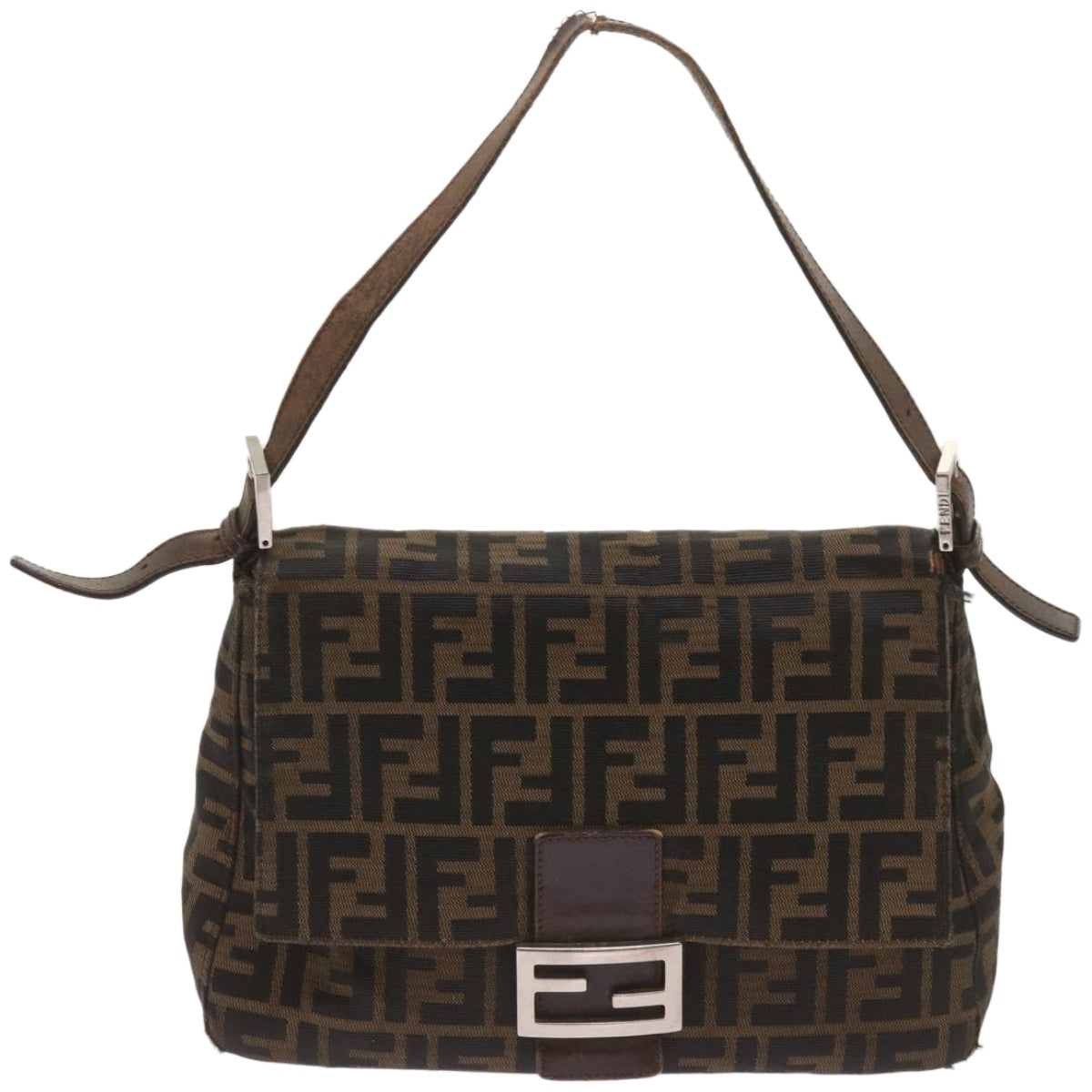FENDI Zucca Canvas Mamma Baguette Shoulder Bag Brown