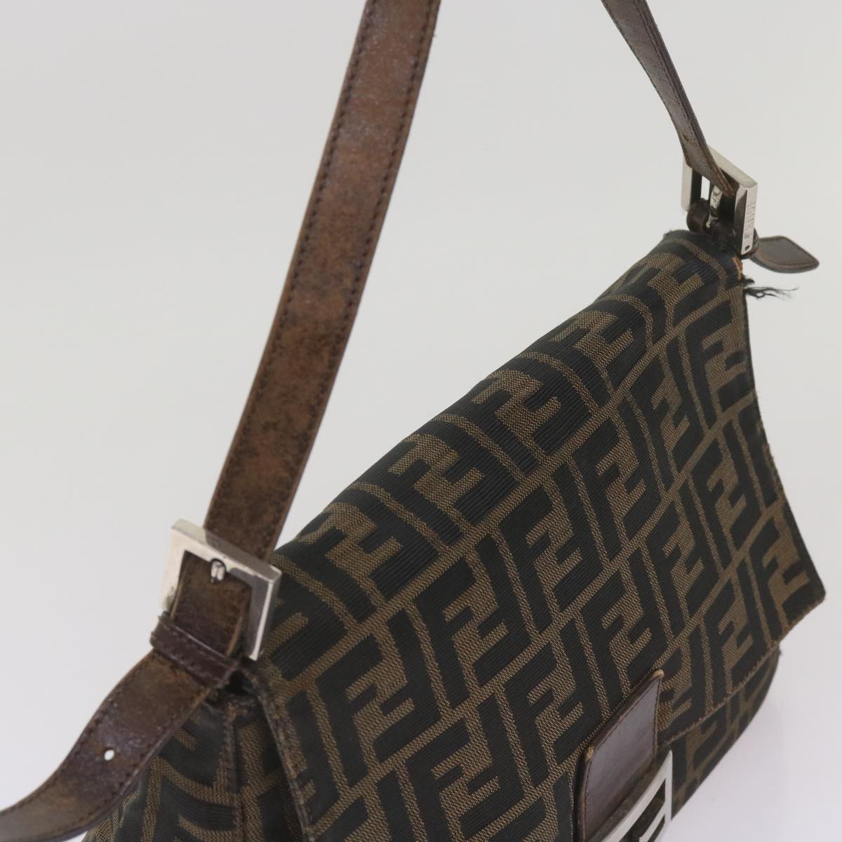 FENDI Zucca Canvas Mamma Baguette Shoulder Bag Brown