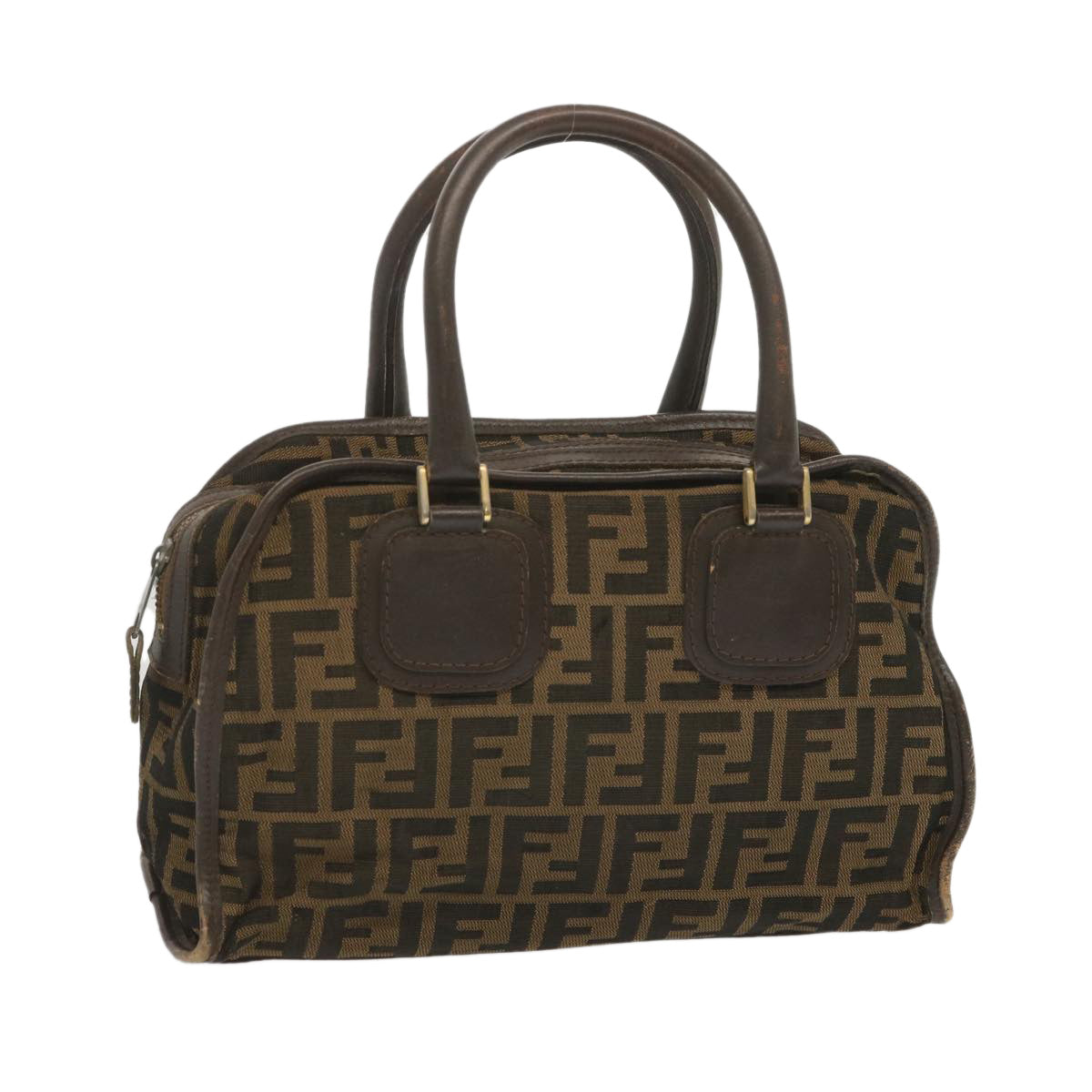FENDI Zucca Canvas Hand Bag Black Brown