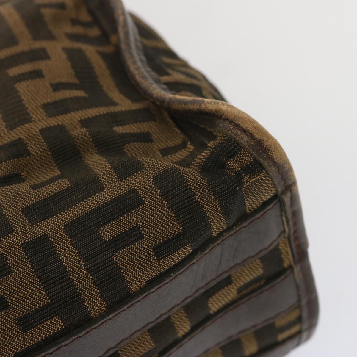FENDI Zucca Canvas Hand Bag Black Brown