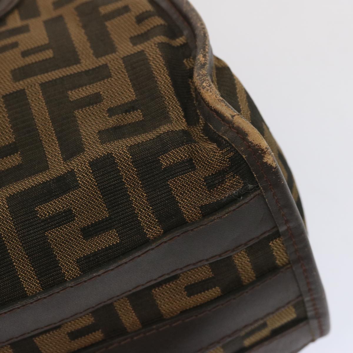 FENDI Zucca Canvas Hand Bag Black Brown