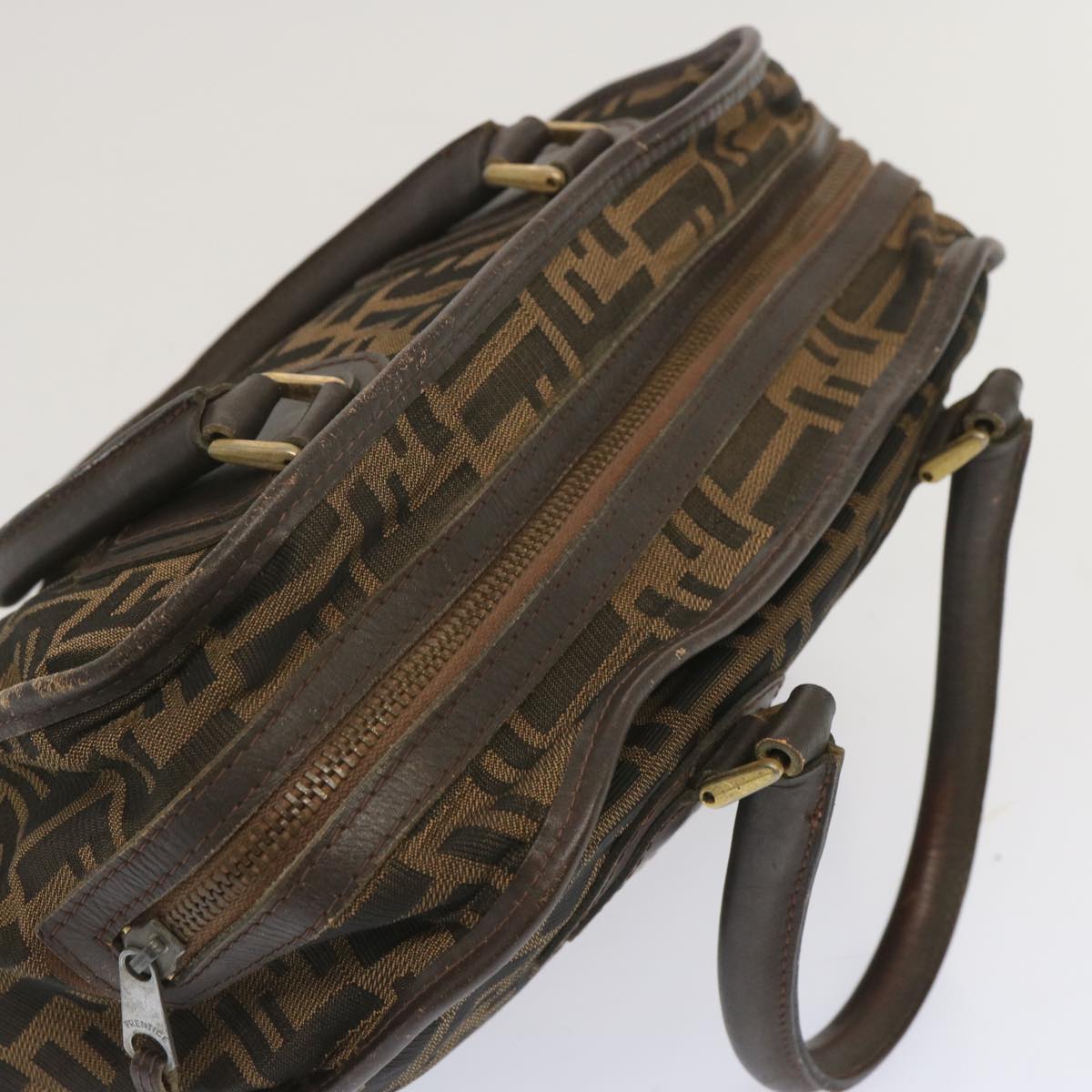 FENDI Zucca Canvas Hand Bag Black Brown