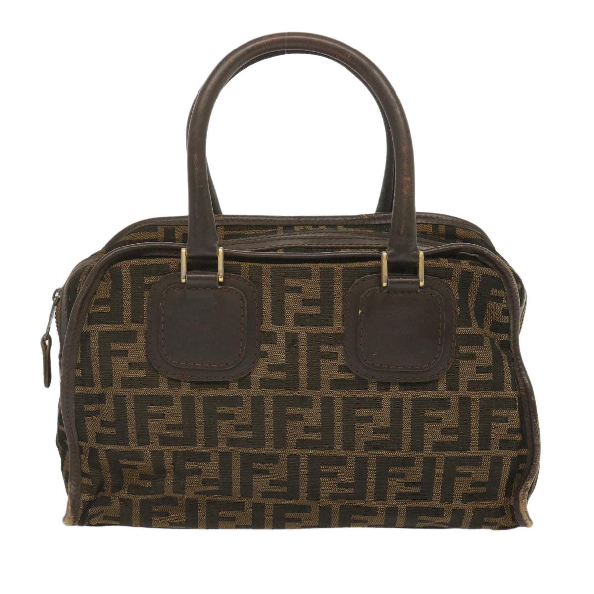 FENDI Zucca Canvas Hand Bag Black Brown