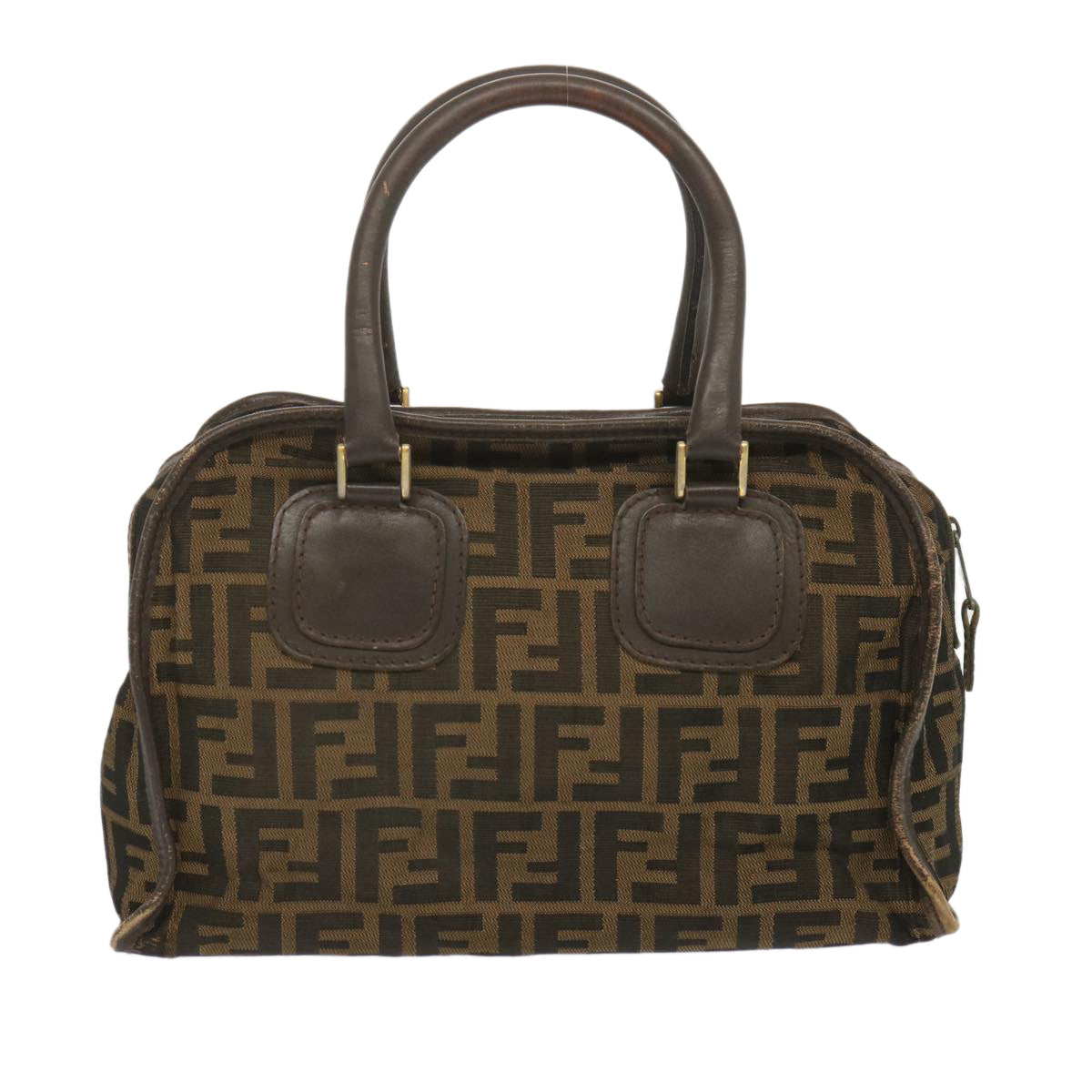 FENDI Zucca Canvas Hand Bag Black Brown