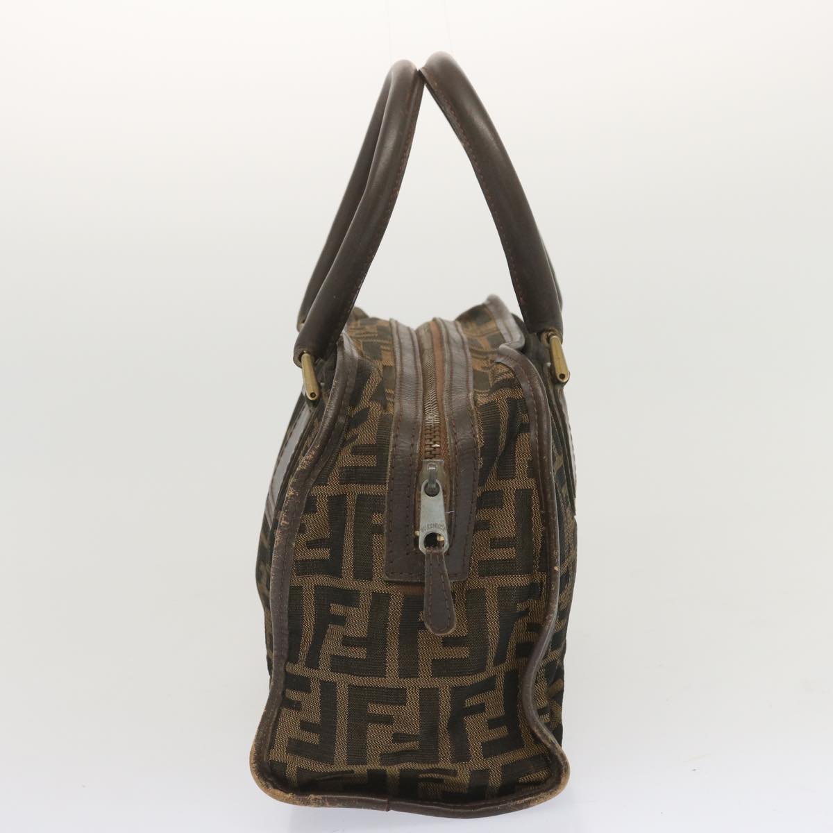 FENDI Zucca Canvas Hand Bag Black Brown