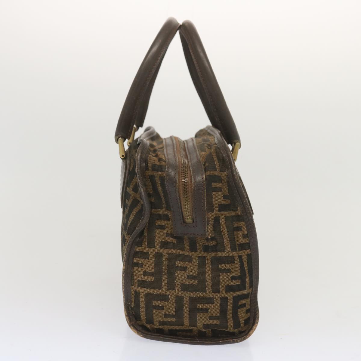 FENDI Zucca Canvas Hand Bag Black Brown