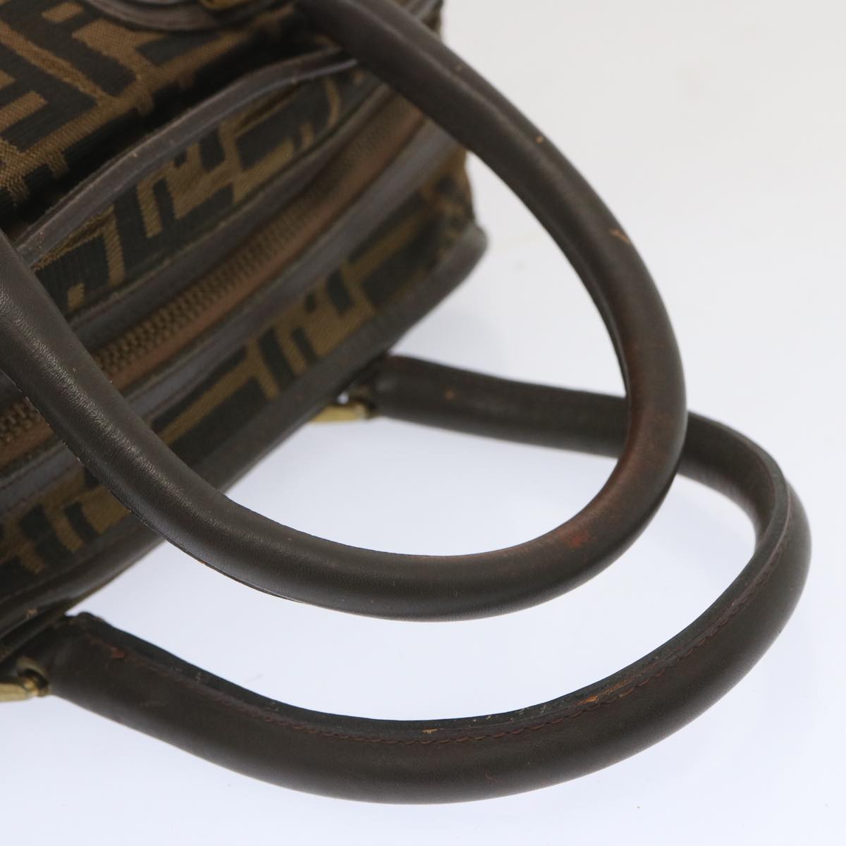 FENDI Zucca Canvas Hand Bag Black Brown