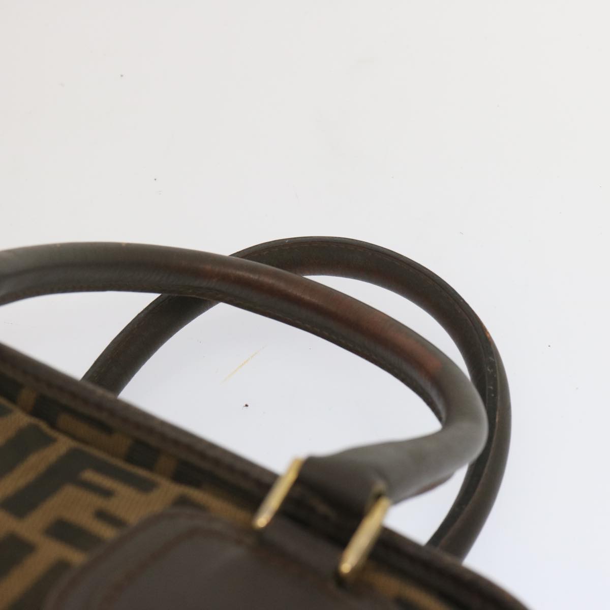 FENDI Zucca Canvas Hand Bag Black Brown