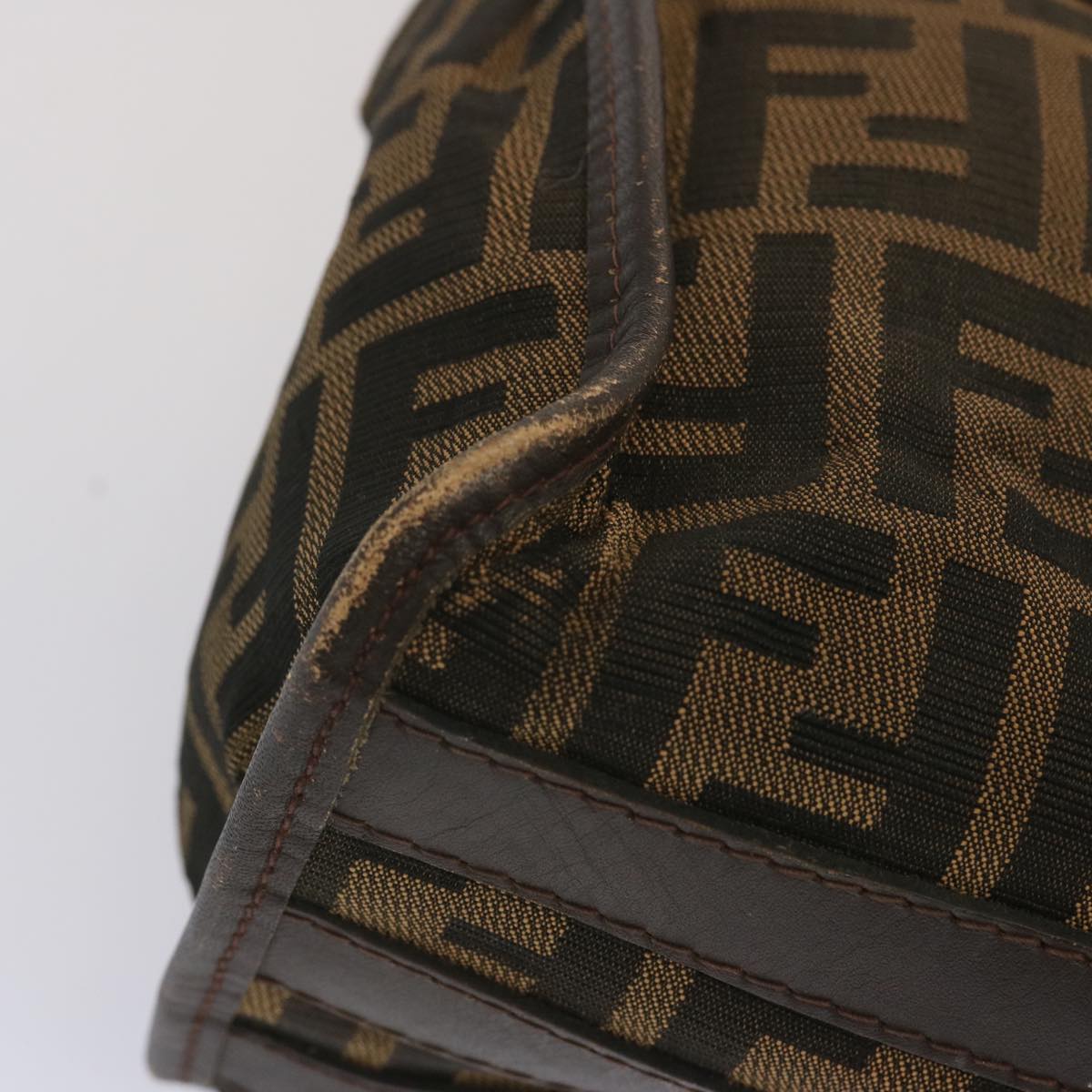 FENDI Zucca Canvas Hand Bag Black Brown