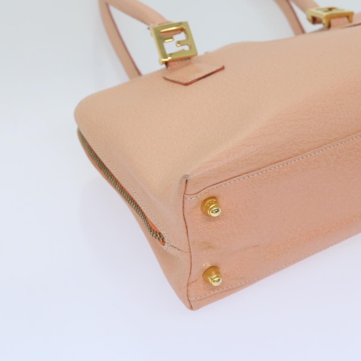 FENDI Hand Bag Leather Orange 68524