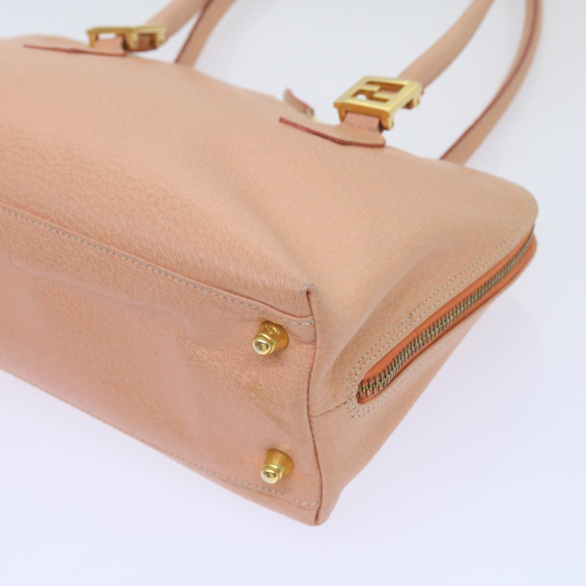FENDI Hand Bag Leather Orange 68524