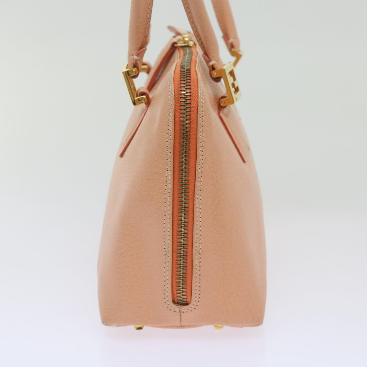 FENDI Hand Bag Leather Orange 68524