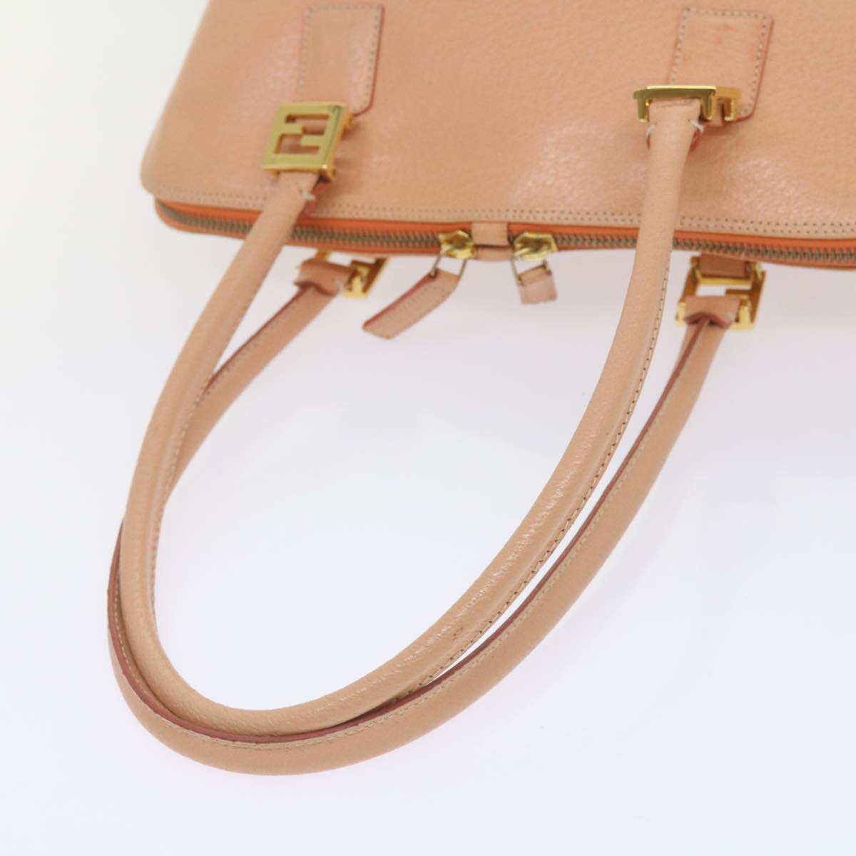 FENDI Hand Bag Leather Orange 68524