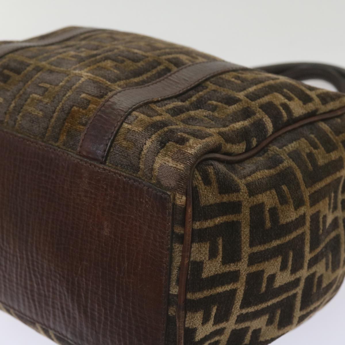 FENDI Zucca Canvas Hand Bag Brown 68574