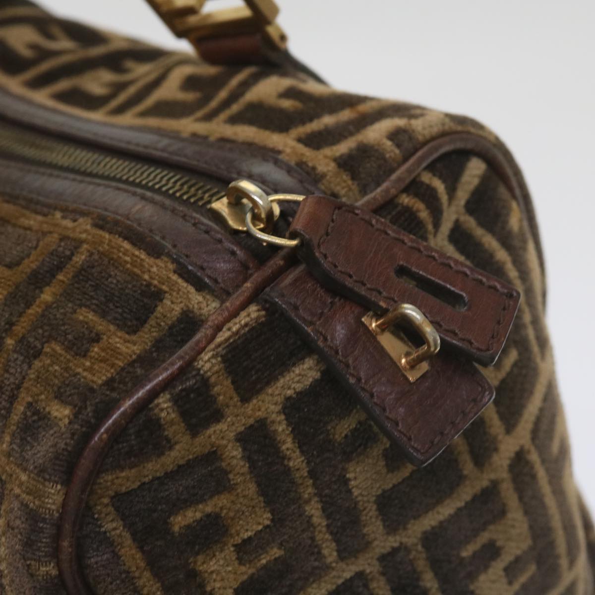 FENDI Zucca Canvas Hand Bag Brown 68574