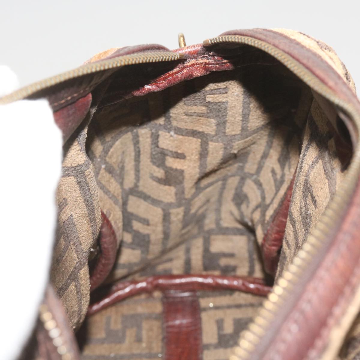 FENDI Zucca Canvas Hand Bag Brown 68574
