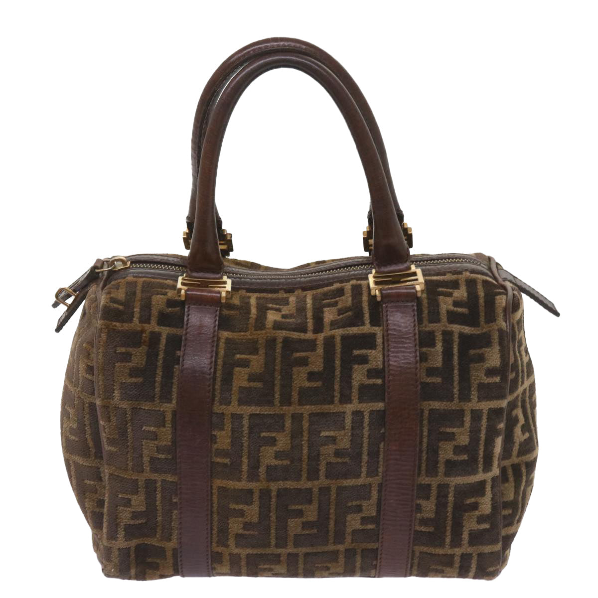 FENDI Zucca Canvas Hand Bag Brown 68574
