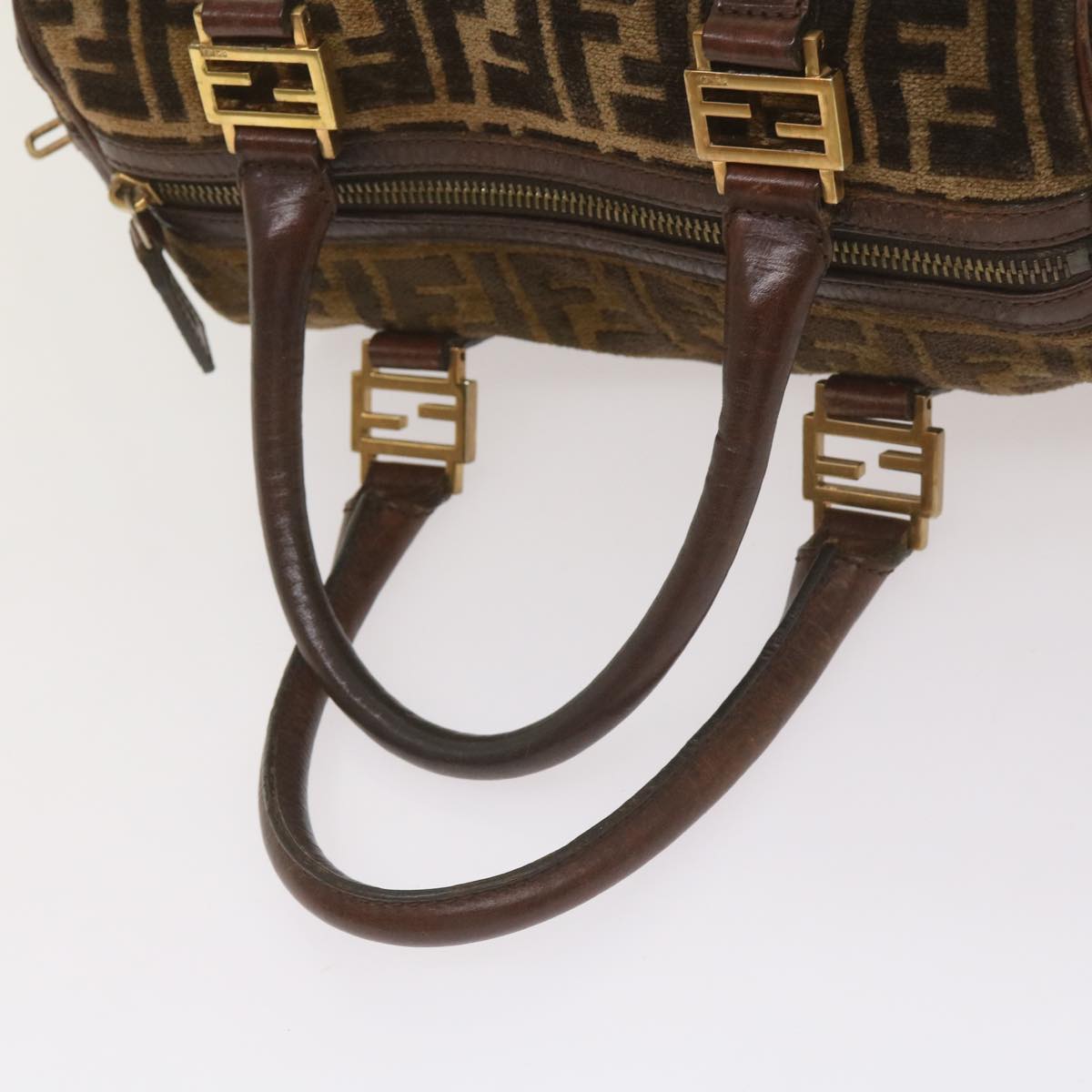 FENDI Zucca Canvas Hand Bag Brown 68574