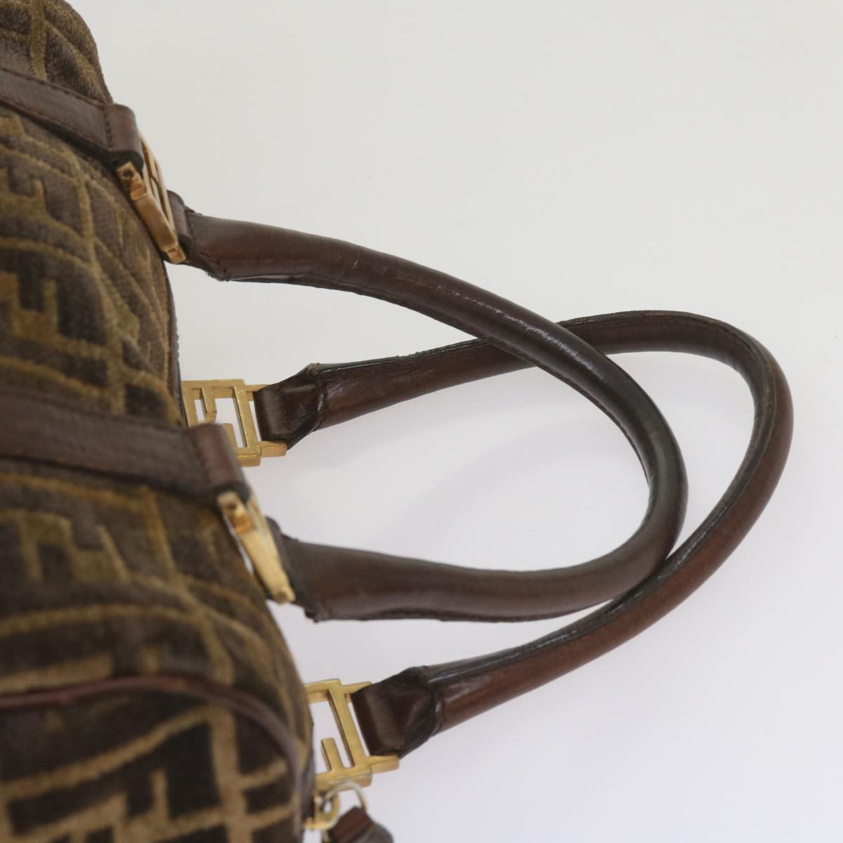 FENDI Zucca Canvas Hand Bag Brown 68574