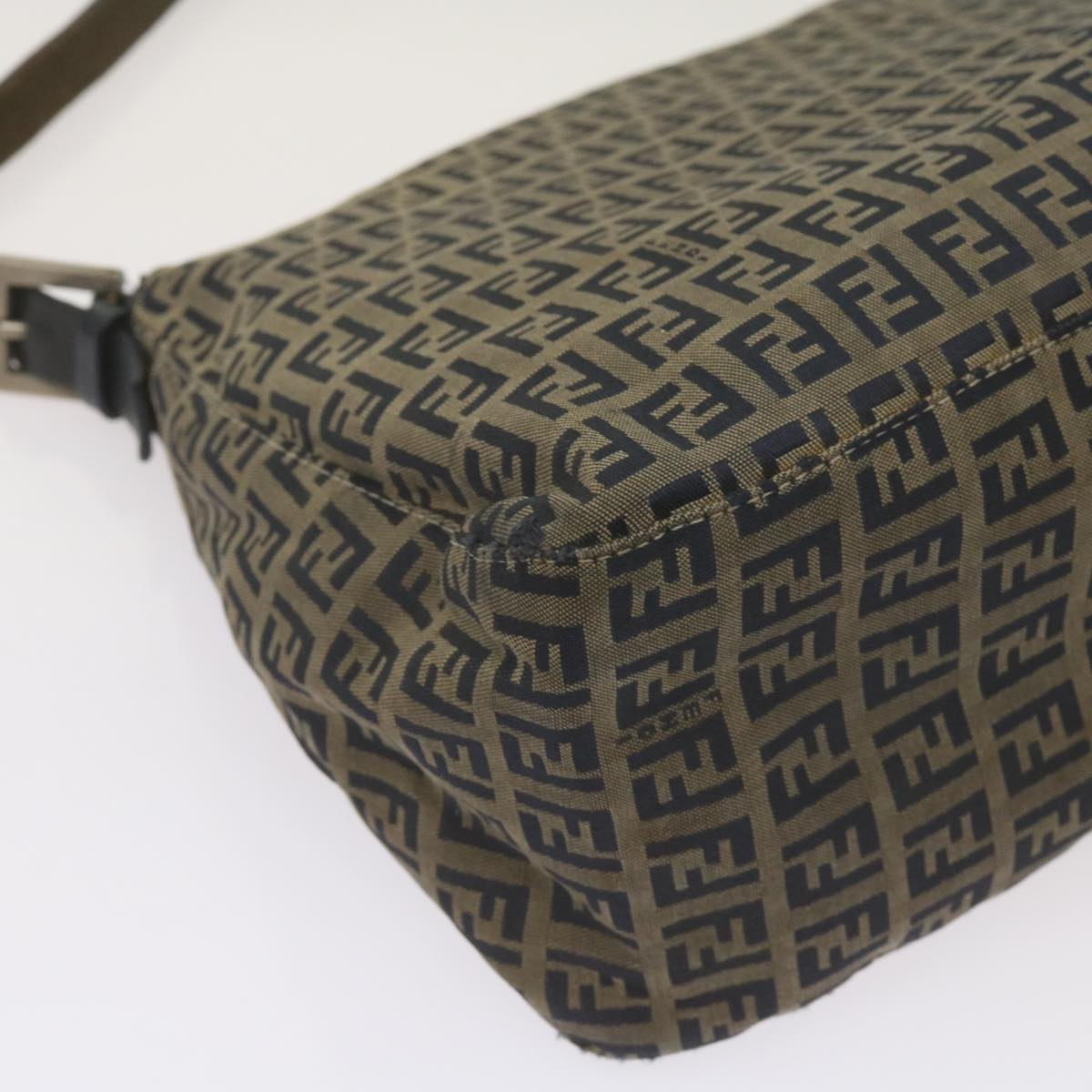 FENDI Zucchino Canvas Mamma Baguette Shoulder Bag Navy 68577