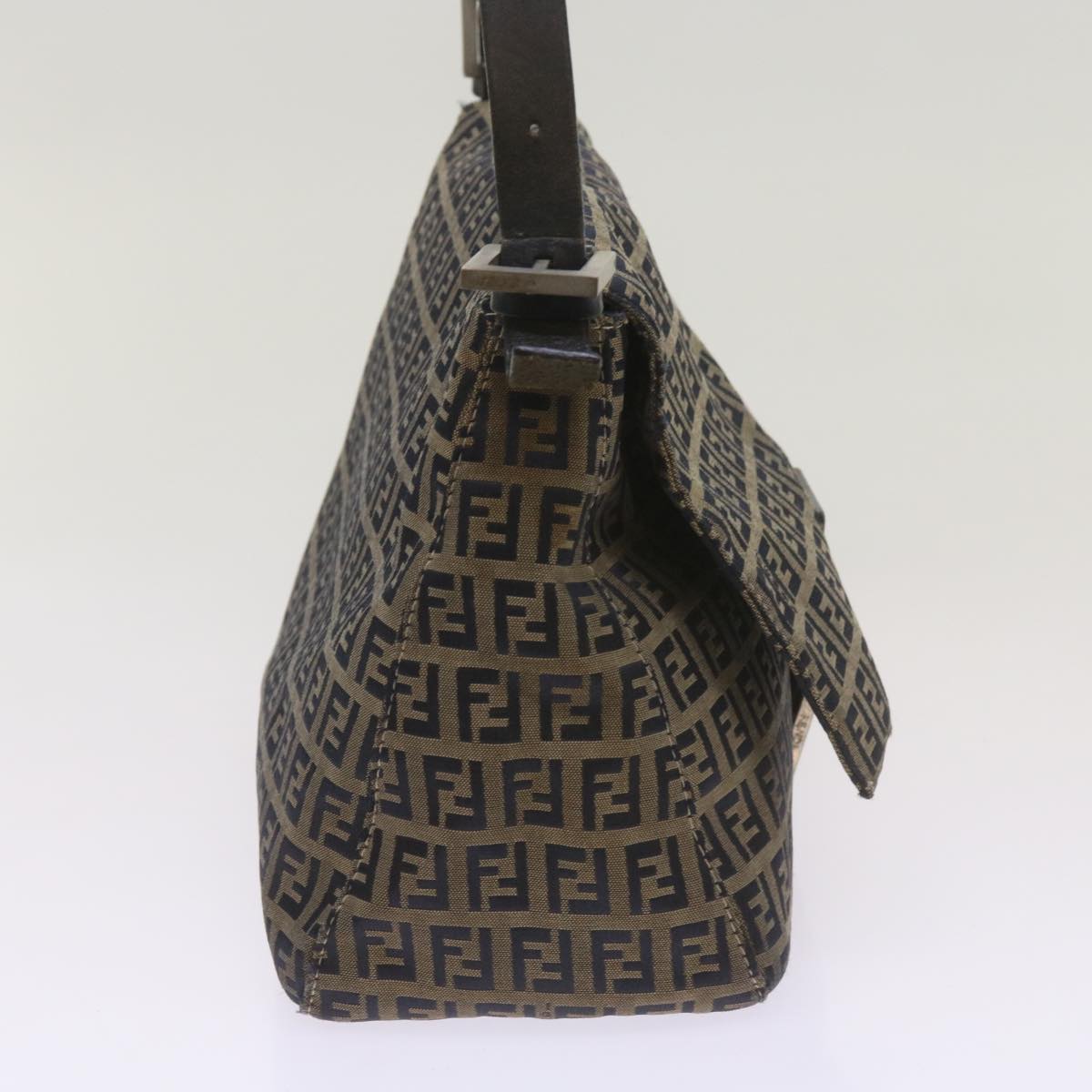 FENDI Zucchino Canvas Mamma Baguette Shoulder Bag Navy 68577
