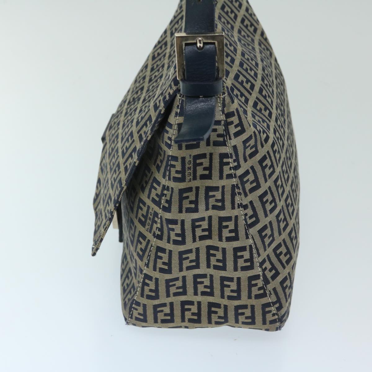 FENDI Zucchino Canvas Mamma Baguette Shoulder Bag Navy 68578