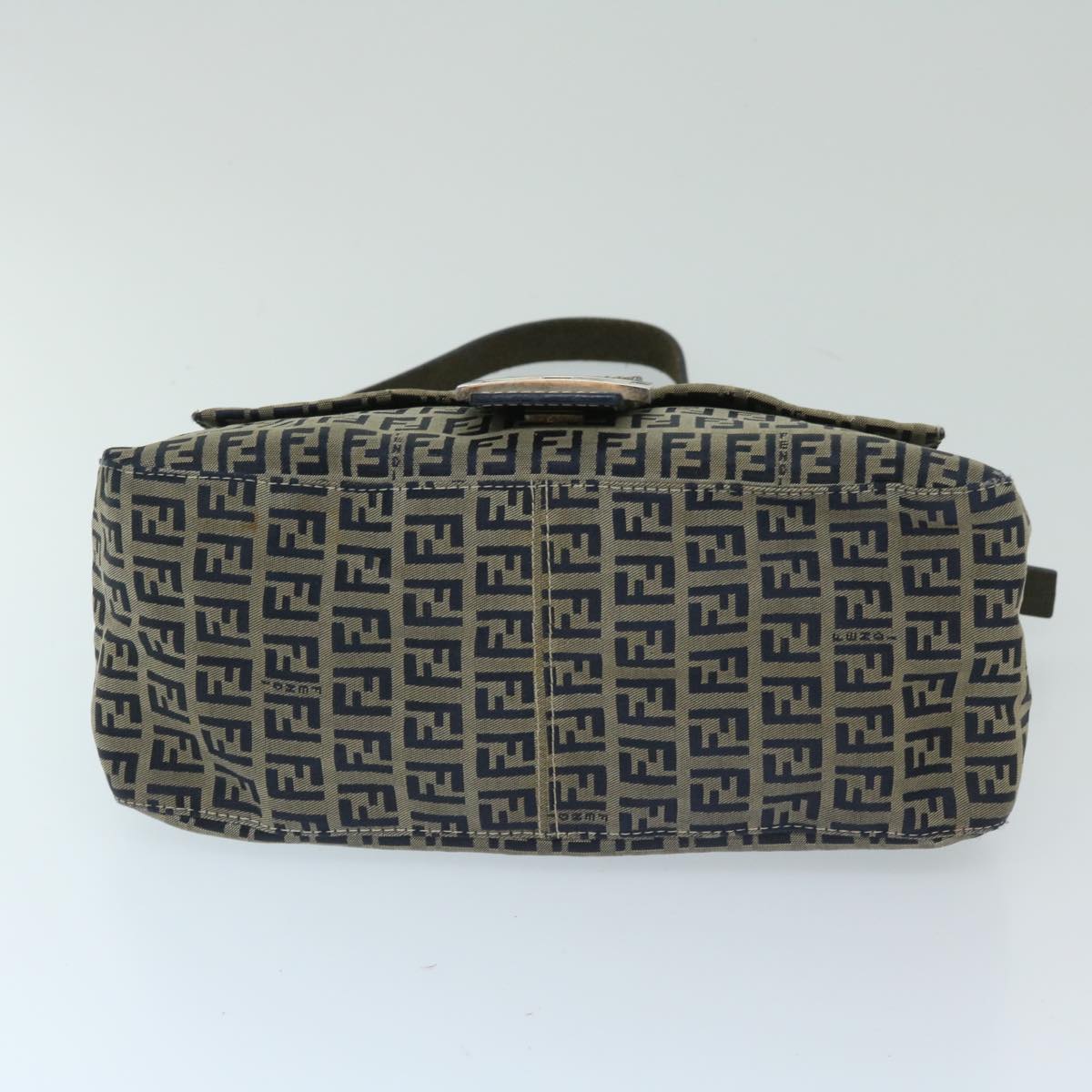 FENDI Zucchino Canvas Mamma Baguette Shoulder Bag Navy 68578