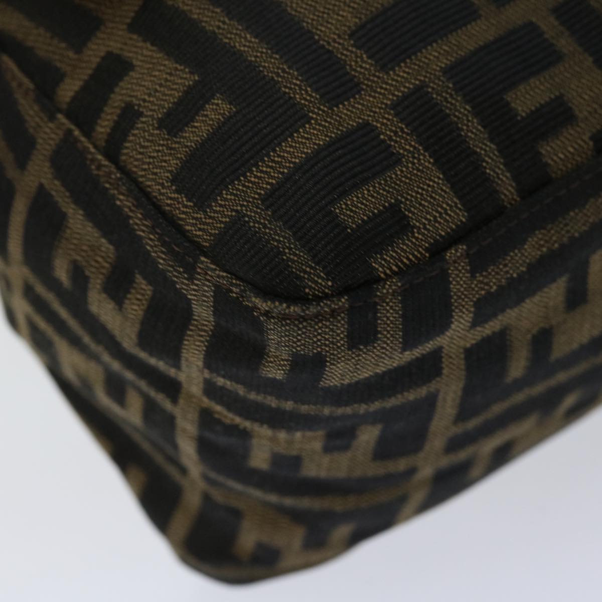 FENDI Zucca Canvas Mamma Baguette Shoulder Bag Black Brown 68582
