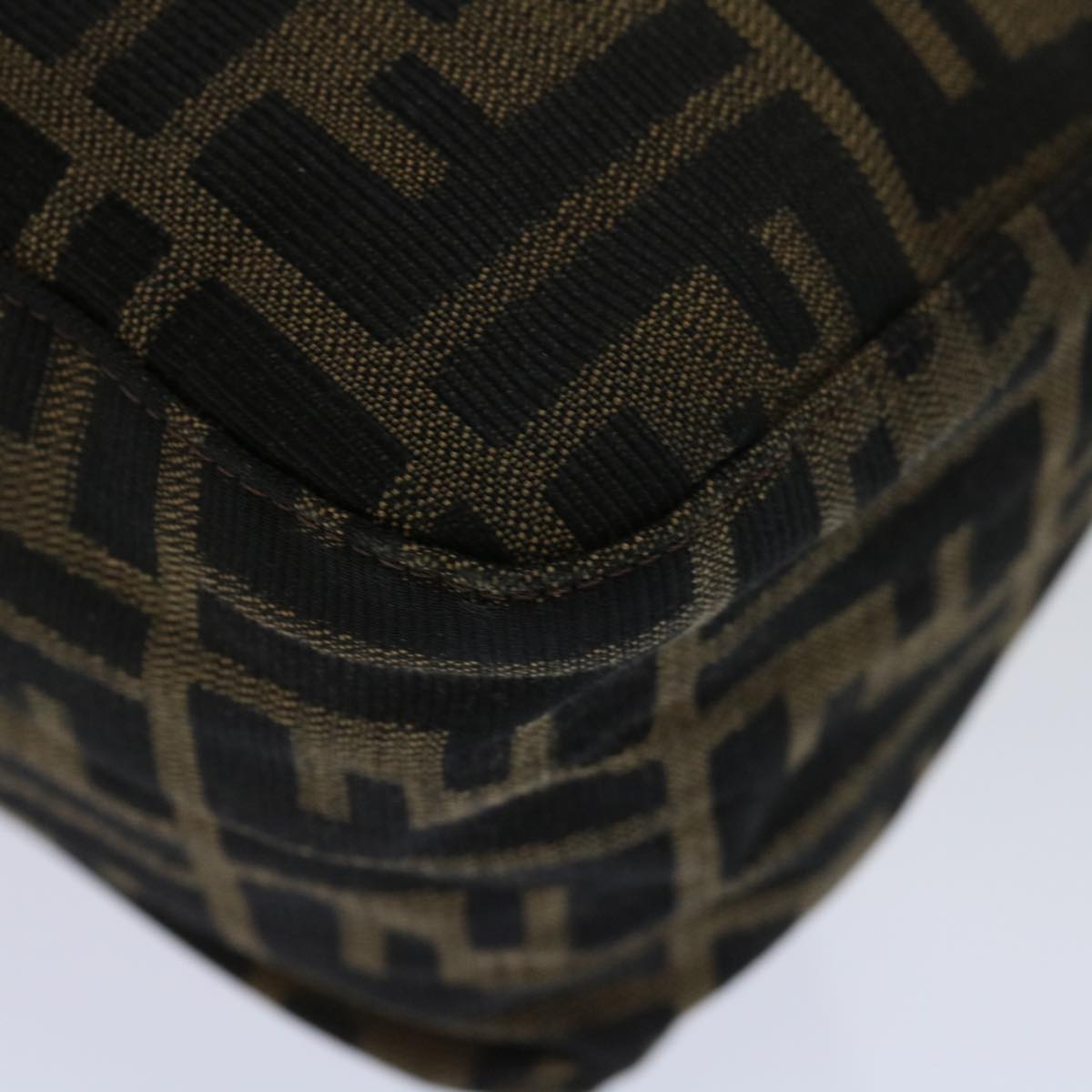 FENDI Zucca Canvas Mamma Baguette Shoulder Bag Black Brown 68582