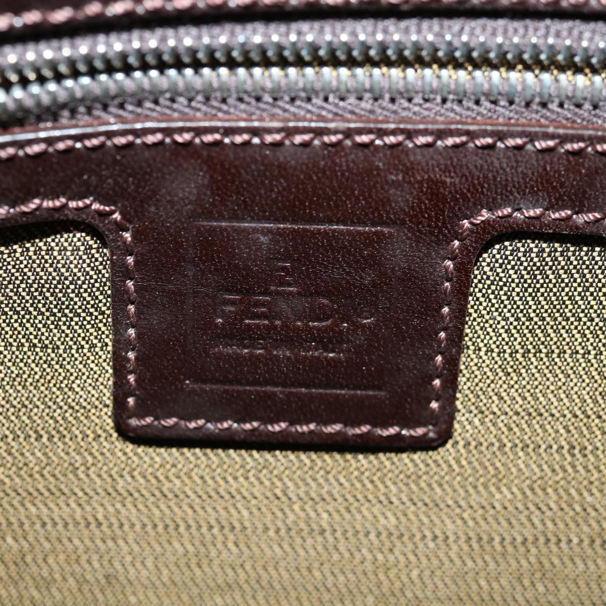 FENDI Zucca Canvas Mamma Baguette Shoulder Bag Black Brown 68582