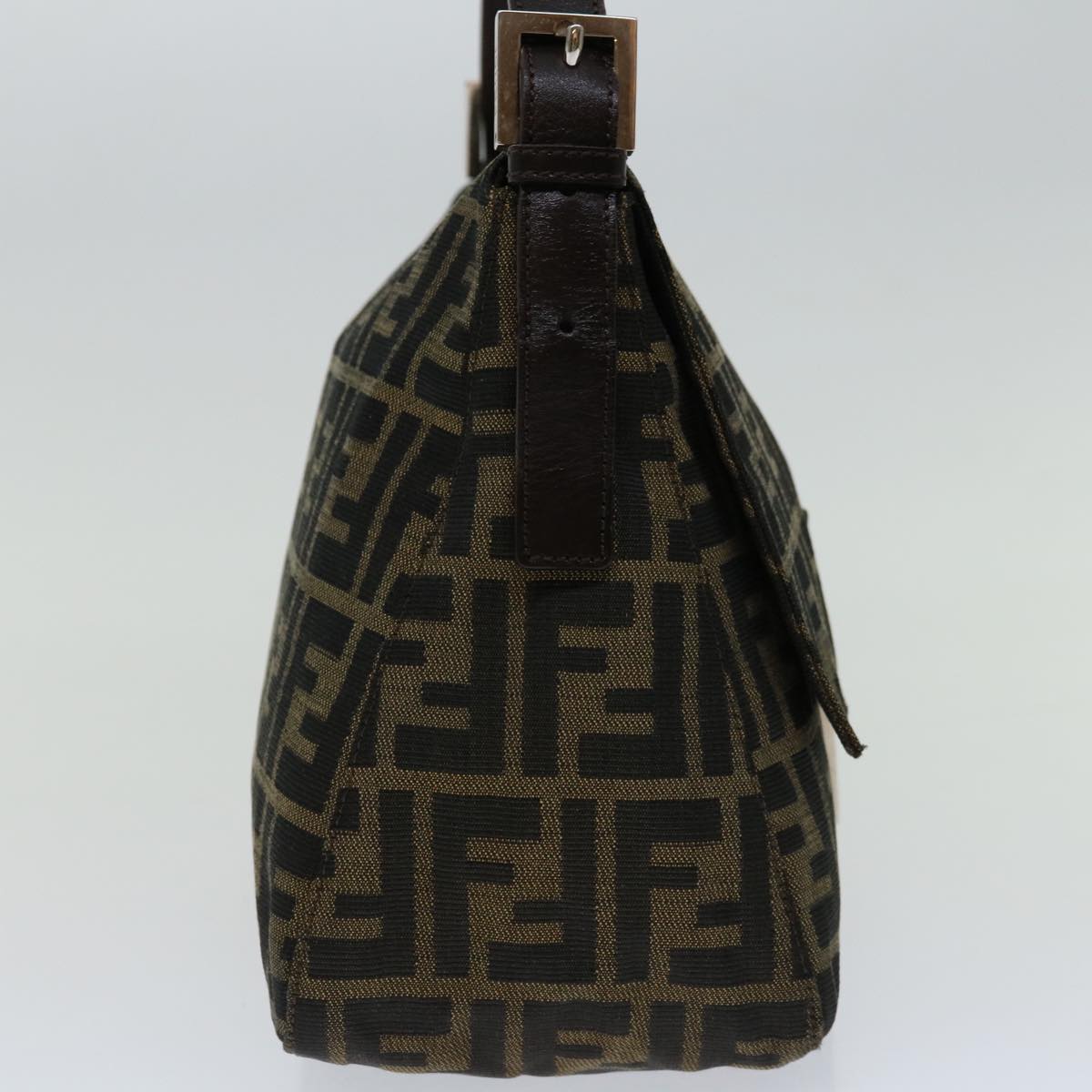 FENDI Zucca Canvas Mamma Baguette Shoulder Bag Black Brown 68582
