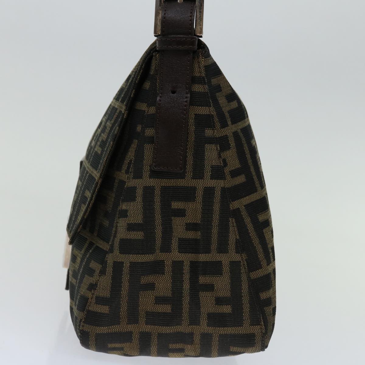 FENDI Zucca Canvas Mamma Baguette Shoulder Bag Black Brown 68582