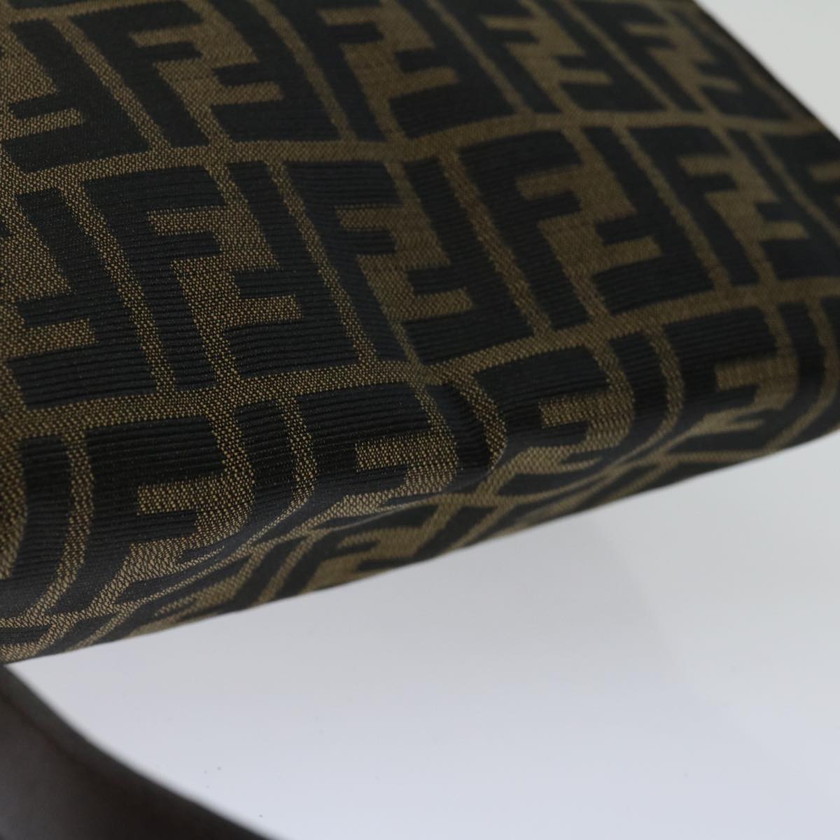 FENDI Zucca Canvas Mamma Baguette Shoulder Bag Black Brown 68582