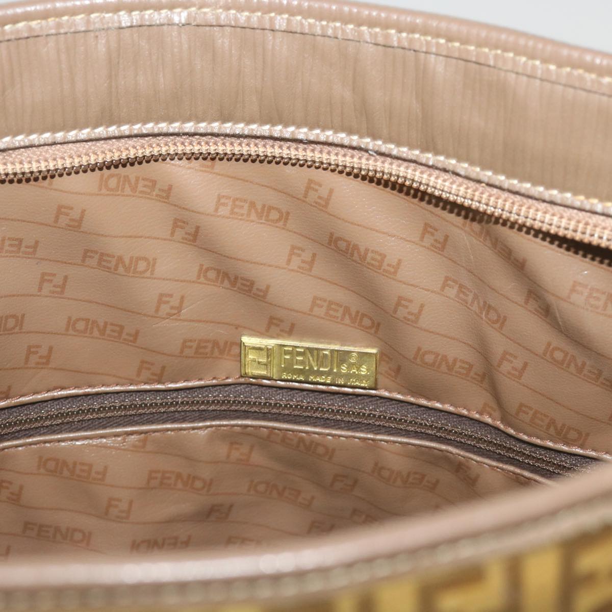 FENDI Zucchino Canvas Tote Bag Brown 68584