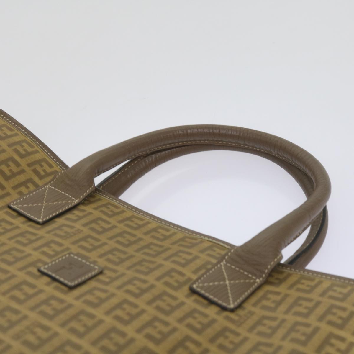 FENDI Zucchino Canvas Tote Bag Brown 68584