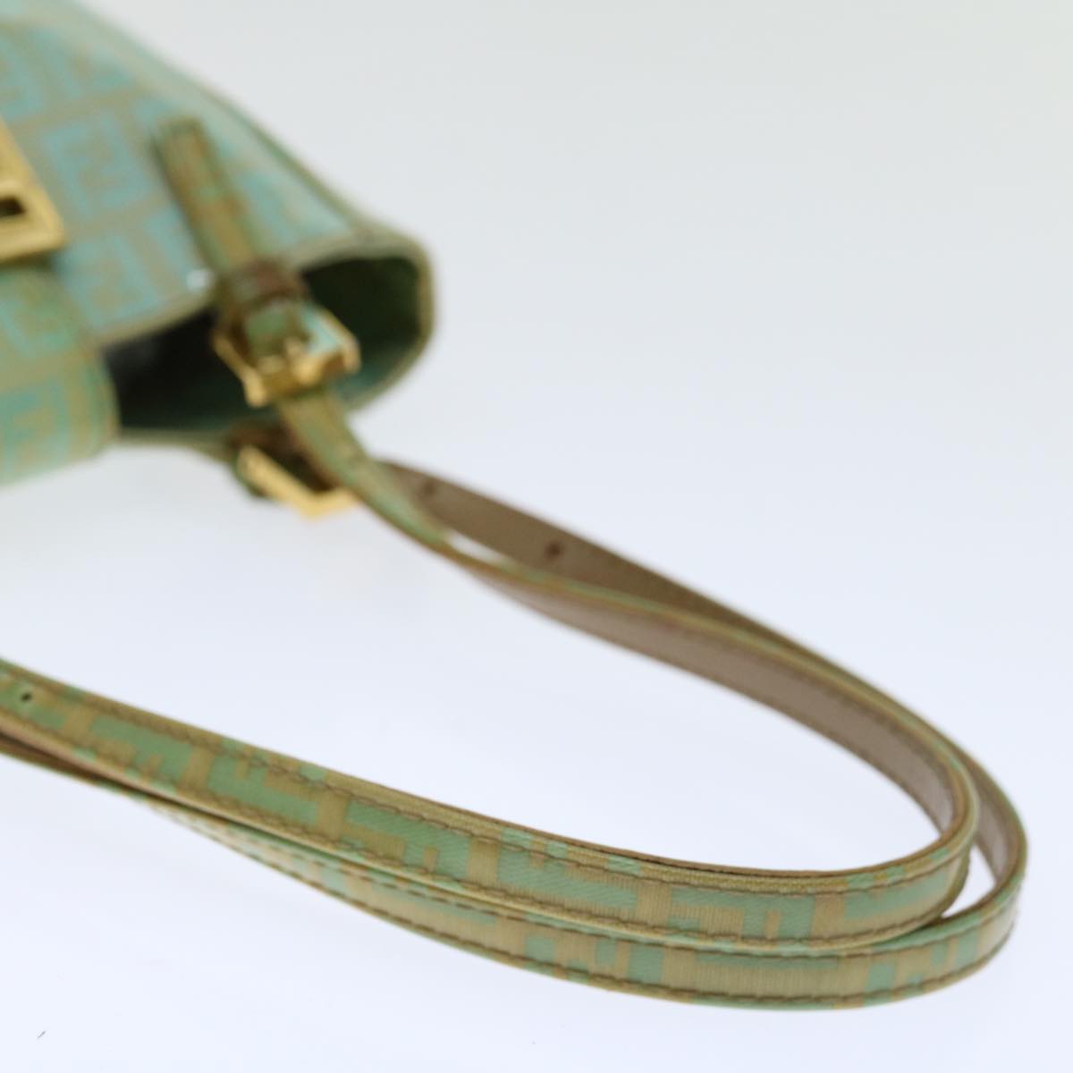 FENDI Zucchino Canvas Mamma Baguette Hand Bag Light Blue 68640