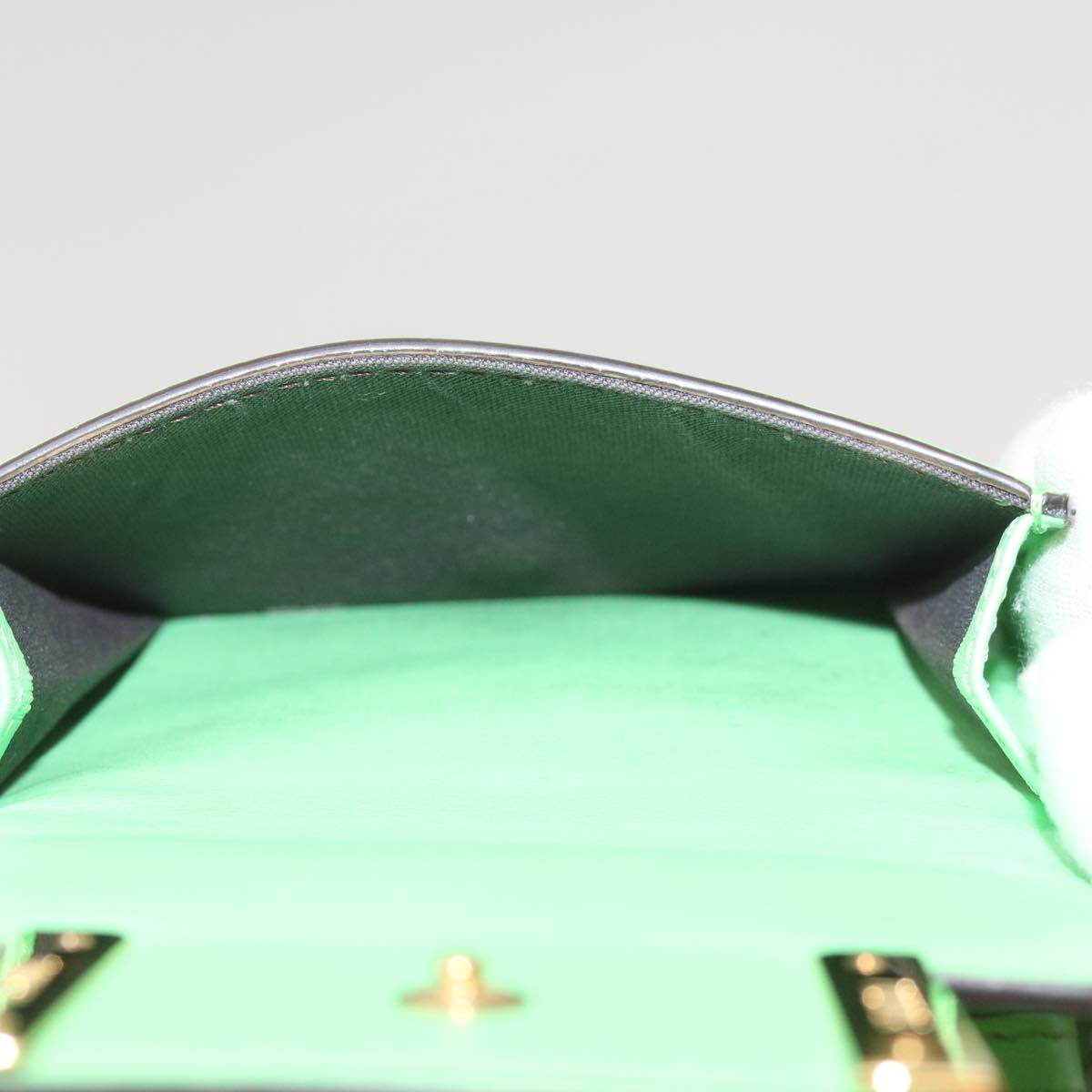 FENDI Mamma Baguette Shoulder Bag Leather Green 68908A