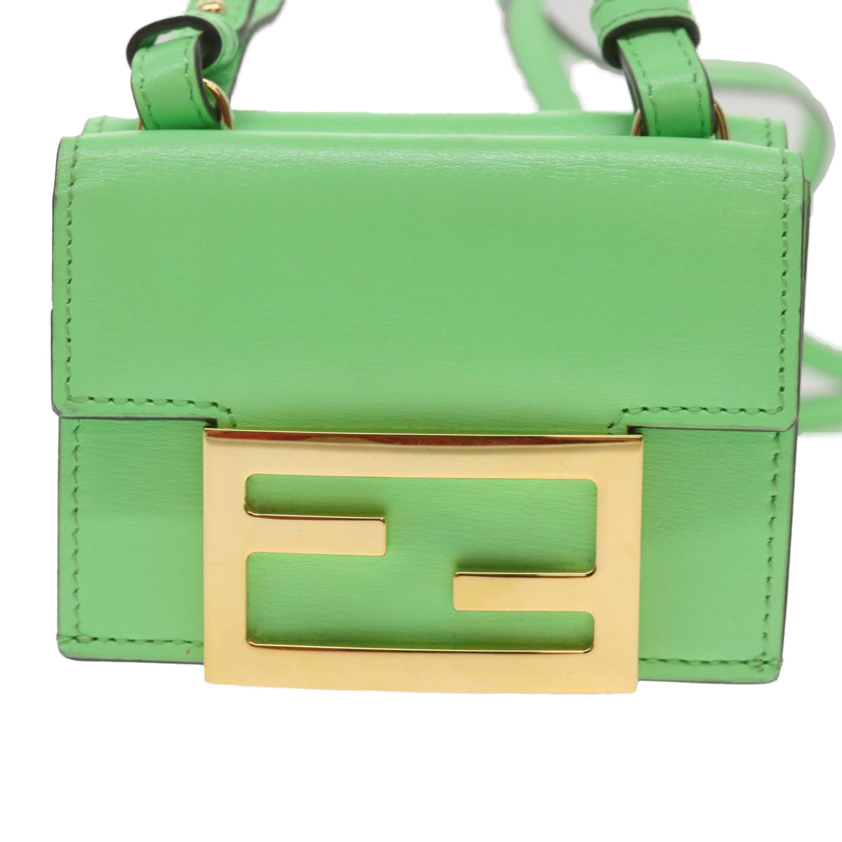 FENDI Mamma Baguette Shoulder Bag Leather Green 68908A