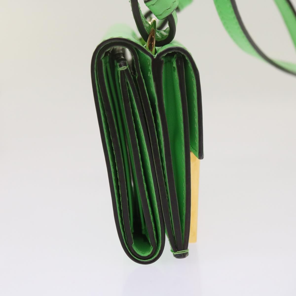 FENDI Mamma Baguette Shoulder Bag Leather Green 68908A