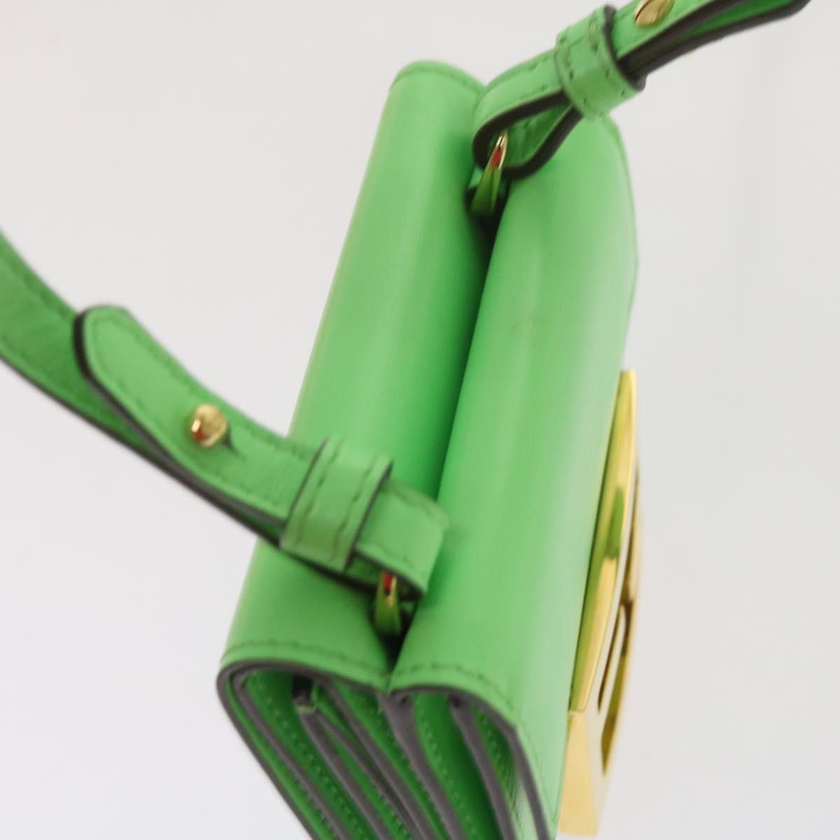 FENDI Mamma Baguette Shoulder Bag Leather Green 68908A