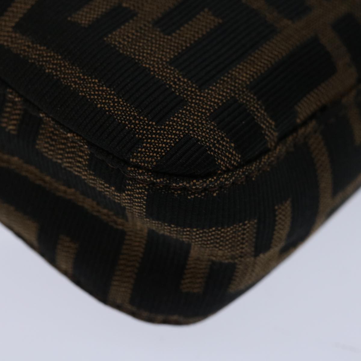 FENDI Zucca Canvas Mamma Baguette Shoulder Bag Black Brown 68938A