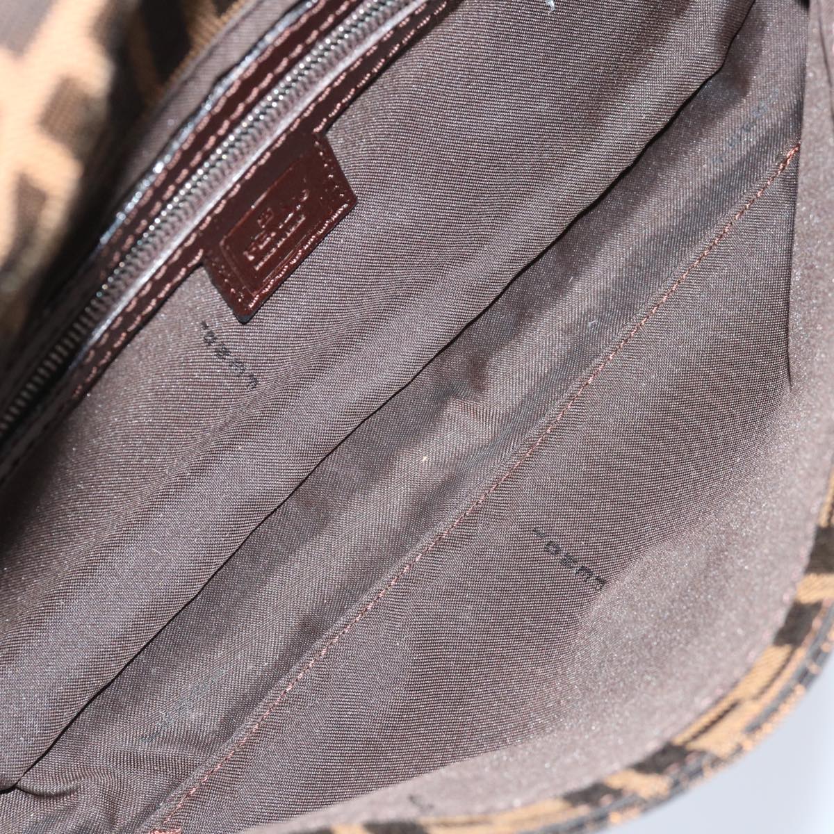 FENDI Zucca Canvas Mamma Baguette Shoulder Bag Black Brown 68938A