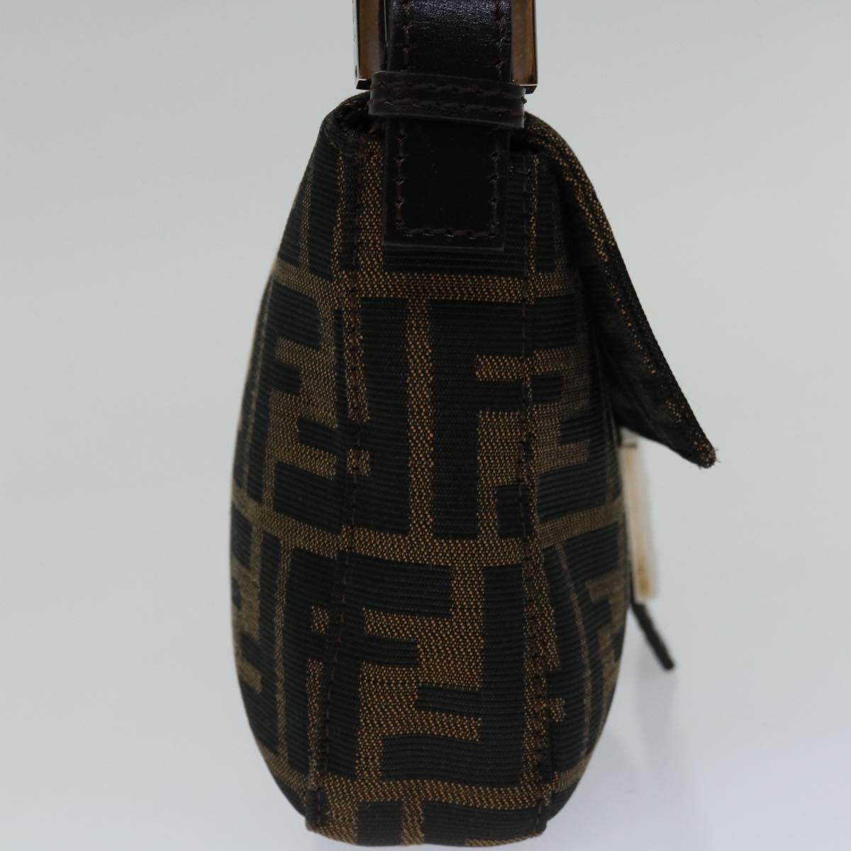 FENDI Zucca Canvas Mamma Baguette Shoulder Bag Black Brown 68938A