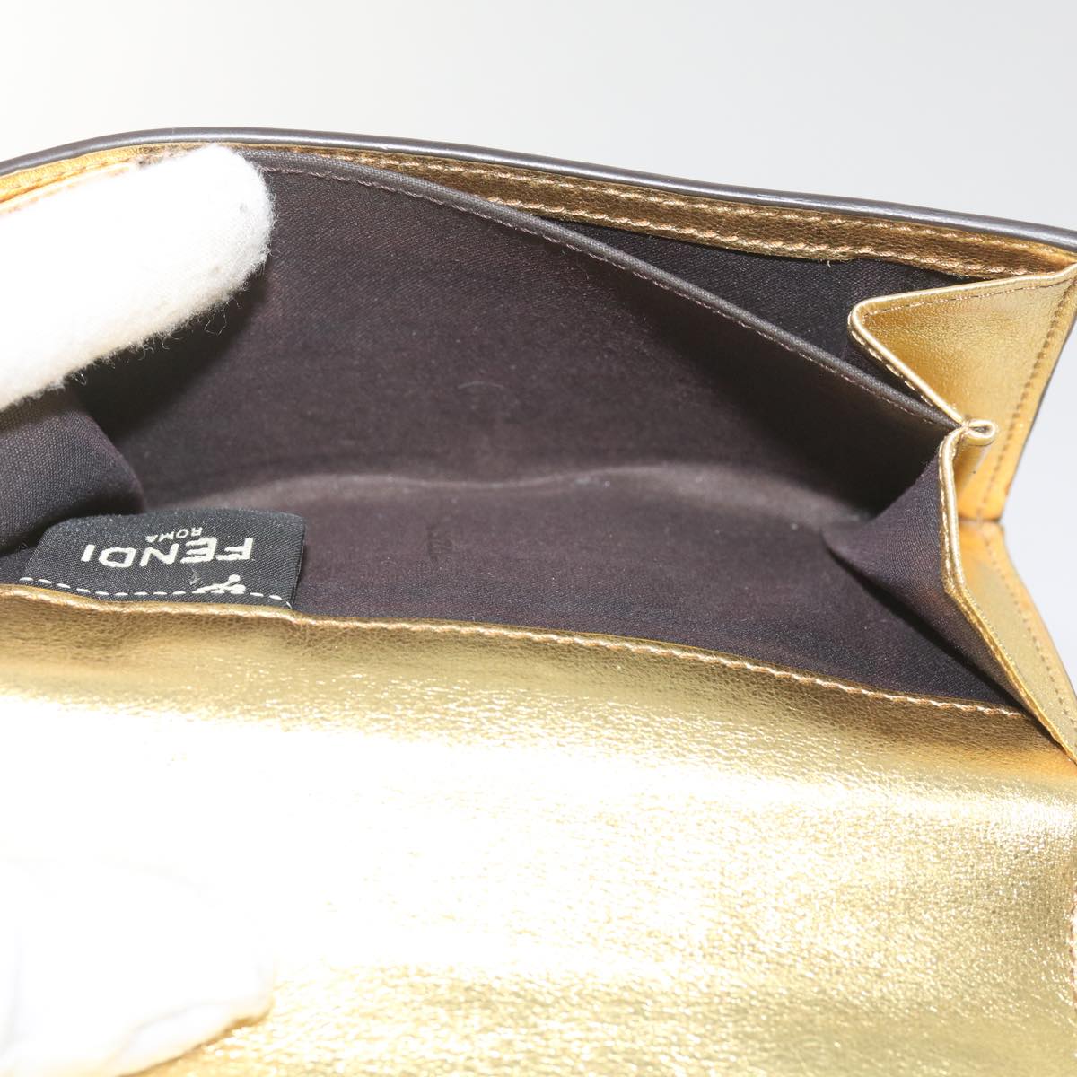 FENDI Zucca Canvas Mamma Wallet Gold 68984