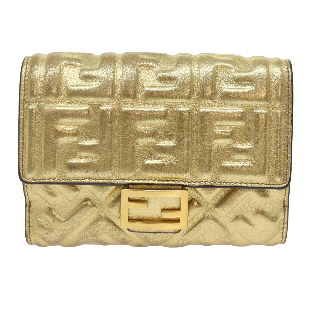 FENDI Zucca Canvas Mamma Wallet Gold 68984
