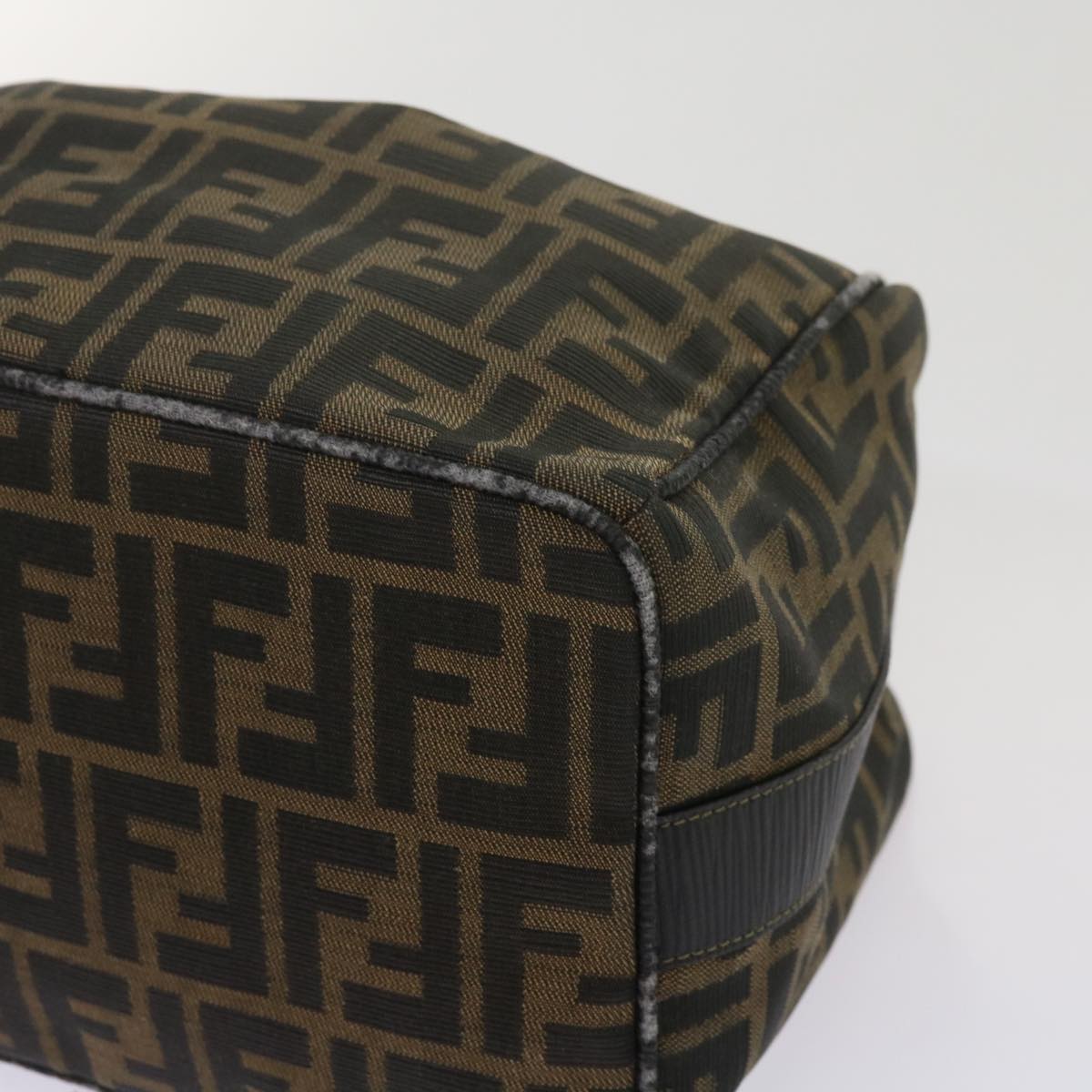 FENDI Zucca Canvas Vanity Hand Bag Brown Black 69040