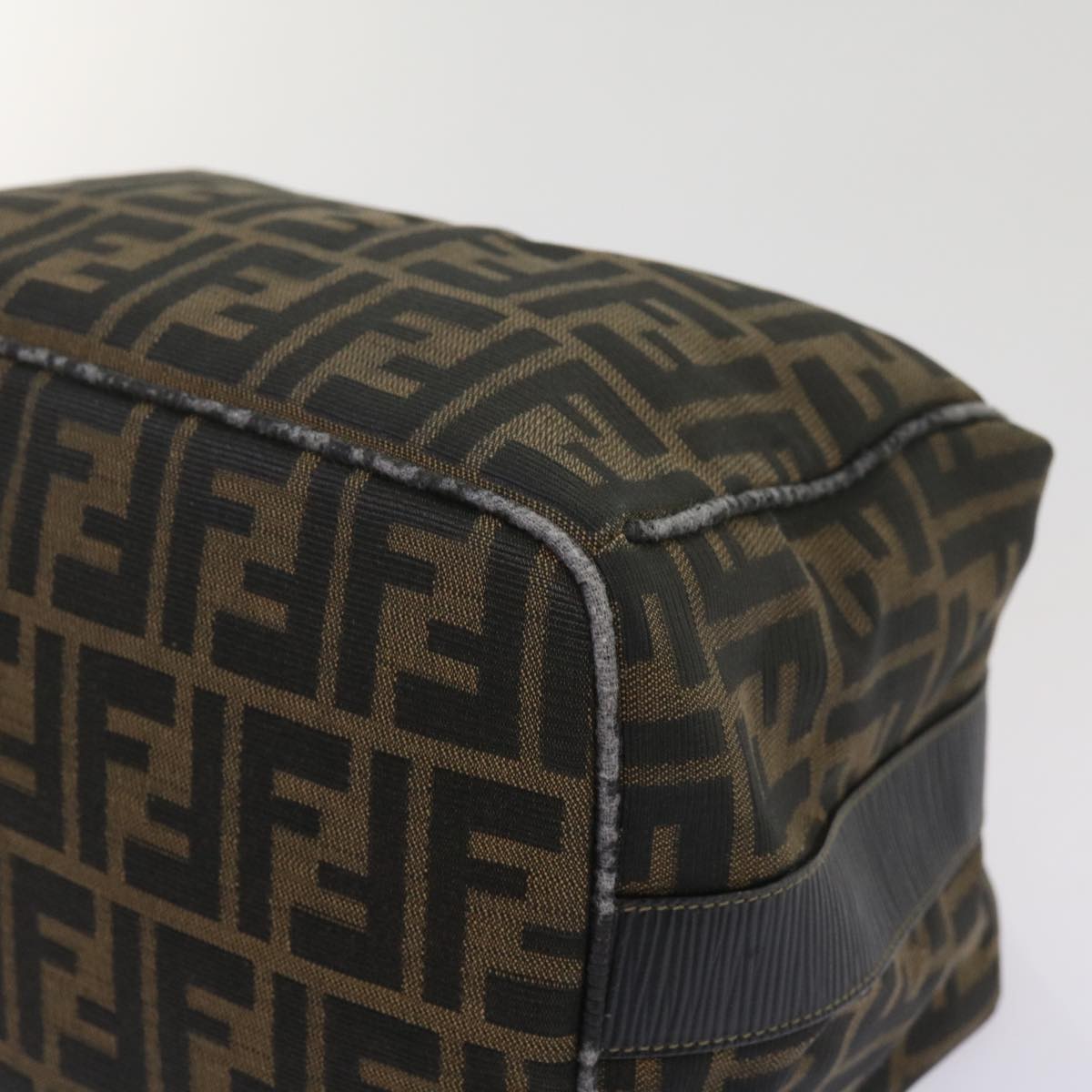 FENDI Zucca Canvas Vanity Hand Bag Brown Black 69040