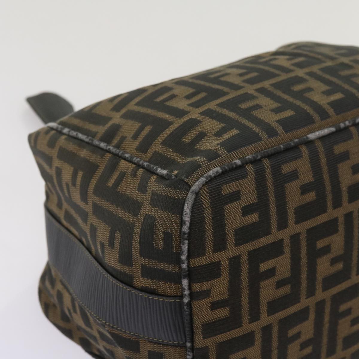 FENDI Zucca Canvas Vanity Hand Bag Brown Black 69040