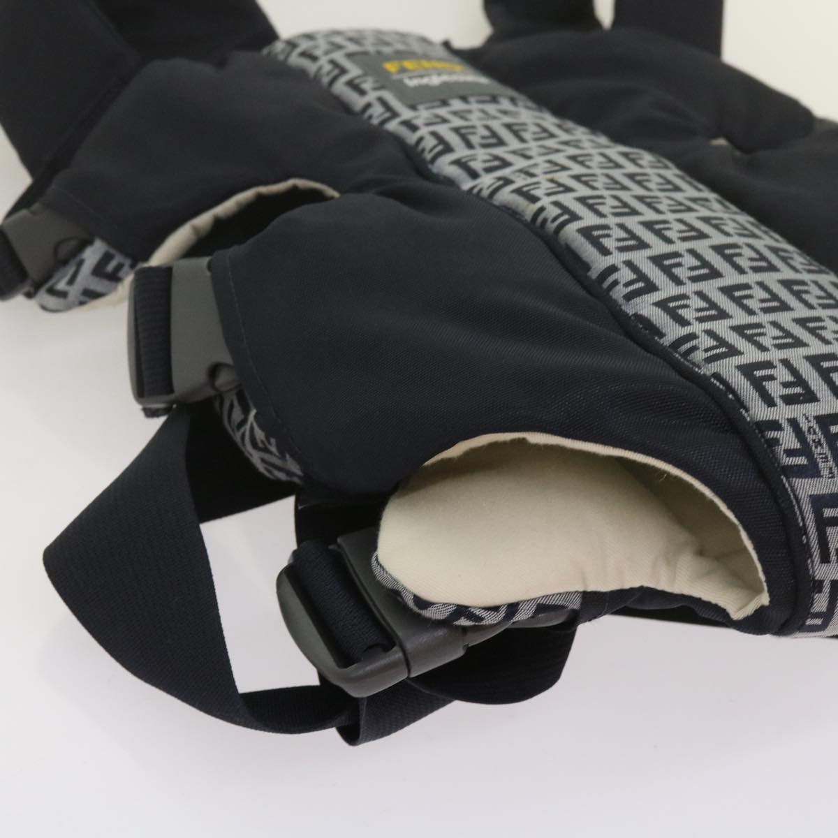 FENDI Baby Carrier Zucchino Canvas Shoulder Bag Black 69064